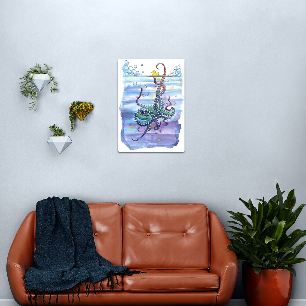 Bath Time Octopus Metal Print