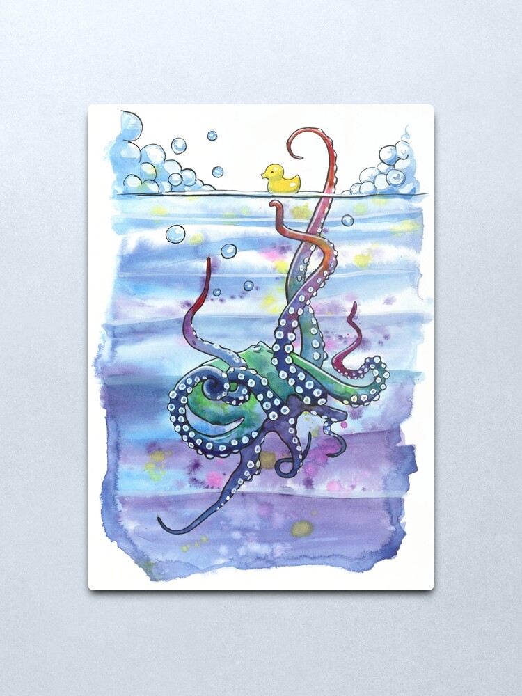 Alternate view of Bath Time Octopus Metal Print