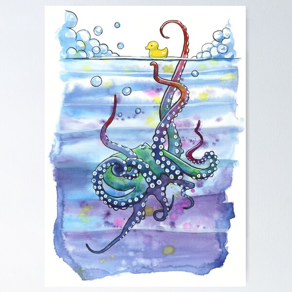 Item preview, Bath Time Octopus designed and sold by SamNagelArt.