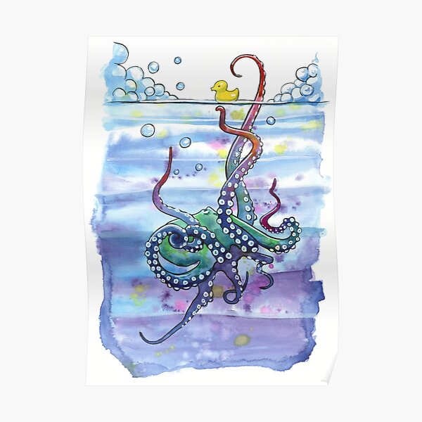 Bath Time Octopus Poster