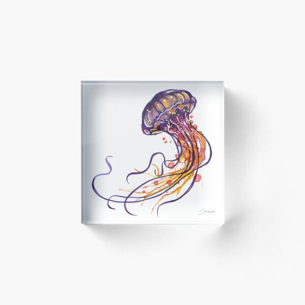 Jellyfish watercolor Acrylic Block