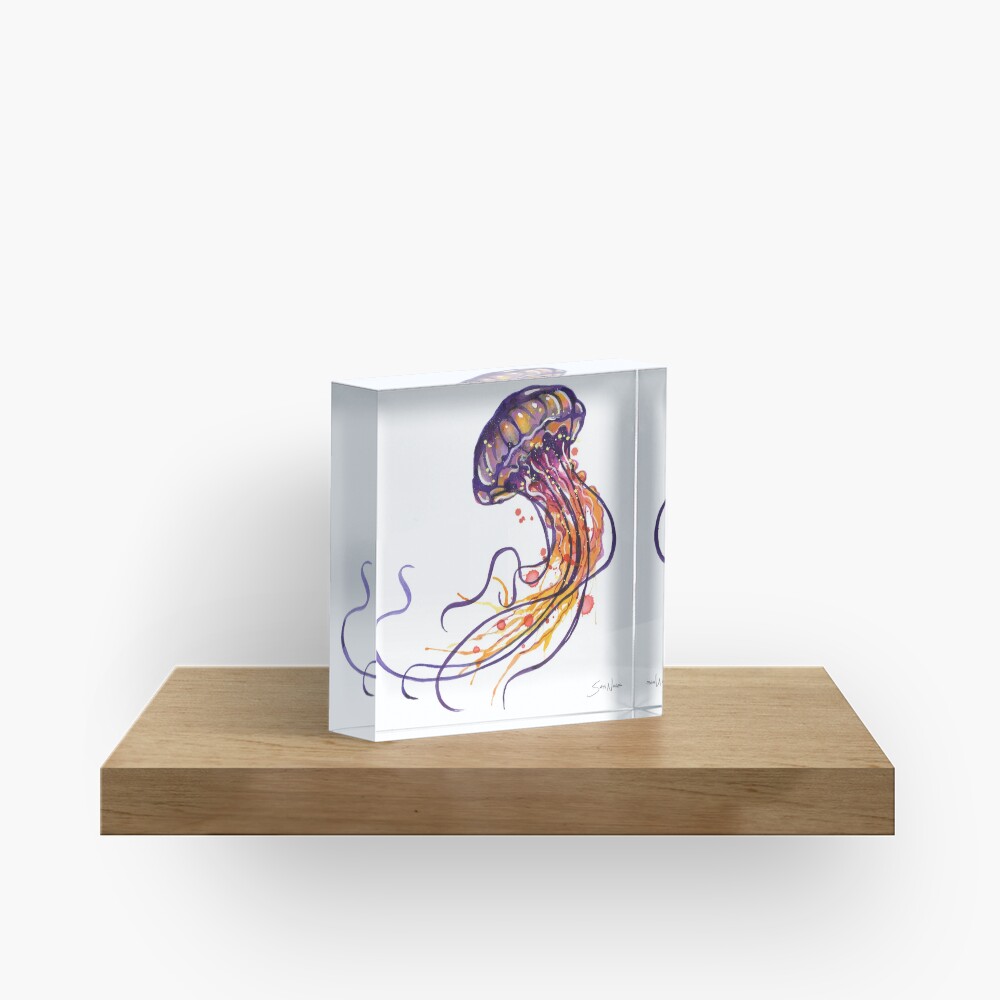 Jellyfish watercolor Acrylic Block
