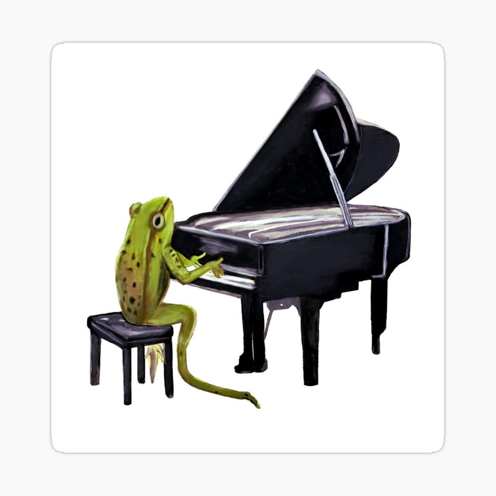 Frog playing piano