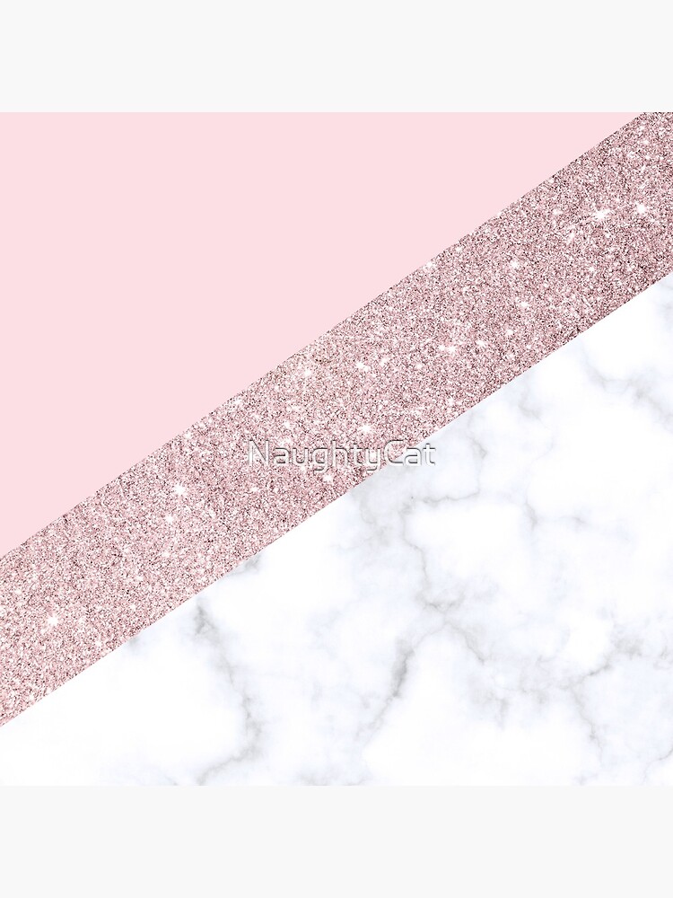 Thumbnail 4 of 4, Pillow, Stylish white marble rose gold glitter pink designed and sold by NaughtyCat.
