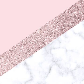 Artwork thumbnail, Stylish white marble rose gold glitter pink by NaughtyCat