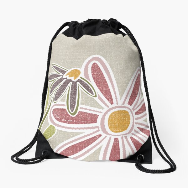 Hygge scandi cute country flower garden. Caroline Laursen original Drawstring Bag