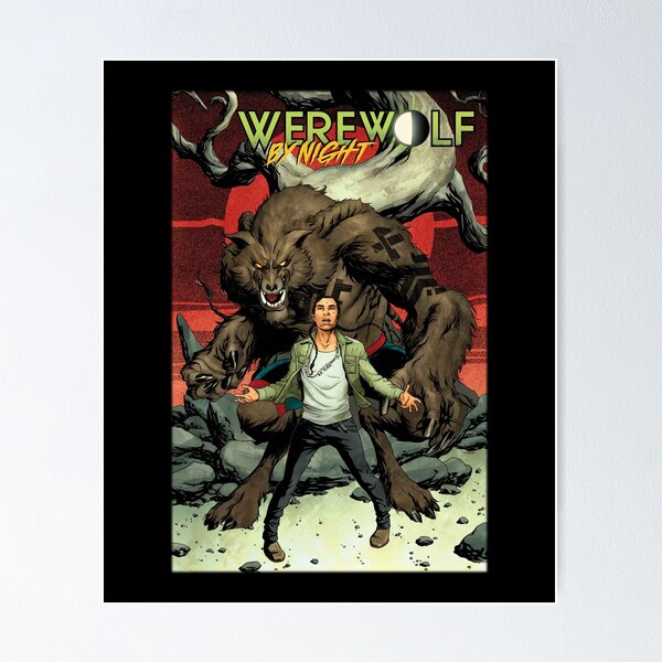 Pyramid America Marvel Poster - Werewolf by Night - Werewolf Comic Cover -  11 x 17 Framed Poster Wall Art Ideal for Marvel Room Decor, Home Decor