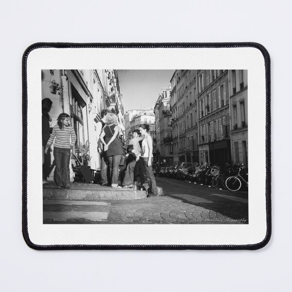 Item preview, French street imagery group of young adults on Montmartre street corner outside pub designed and sold by Brian Scantlebury.