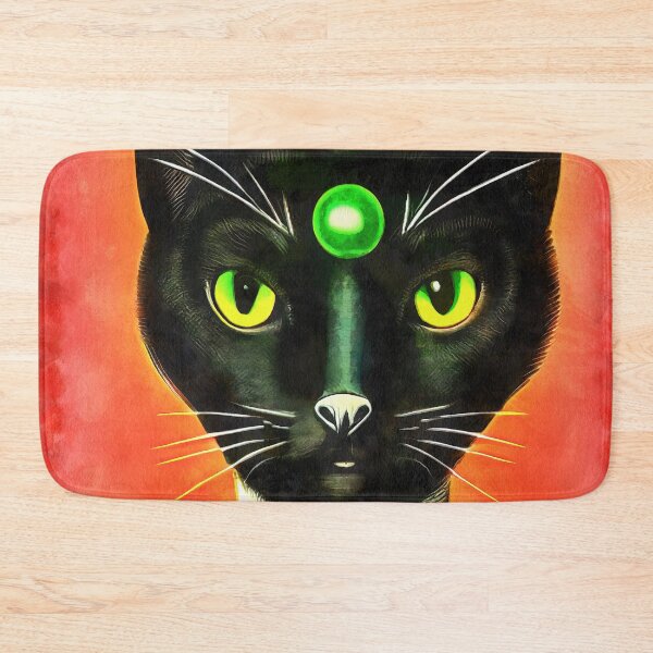 Item preview, Portrait of black cat with green stone designed and sold by AnnArtshock.