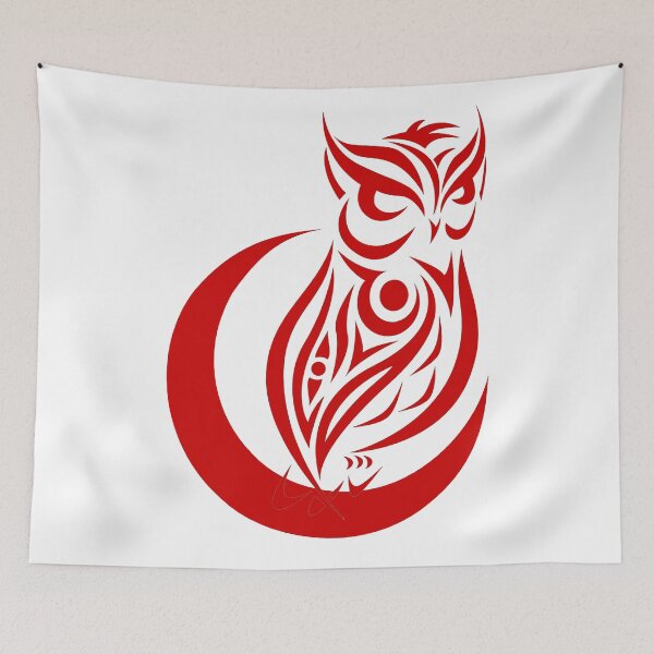 Item preview, Owl Tattoo On The Moon (Red) designed and sold by Summer-Winter.