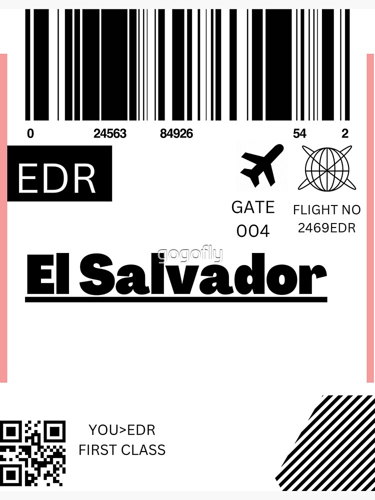 "El Salvador Flight Ticket Boarding Pass Travel" Sticker for Sale by