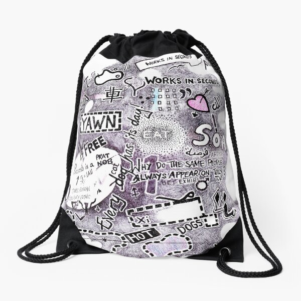 Random Sketch Drawstring Bag