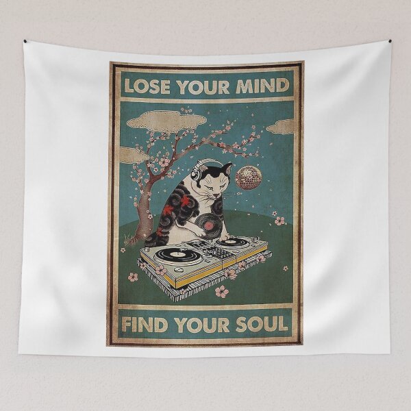 Item preview, Vintage Dj Cat Vertical Lose Your Mind Fine Your Soul Poster designed and sold by tajirulhans.
