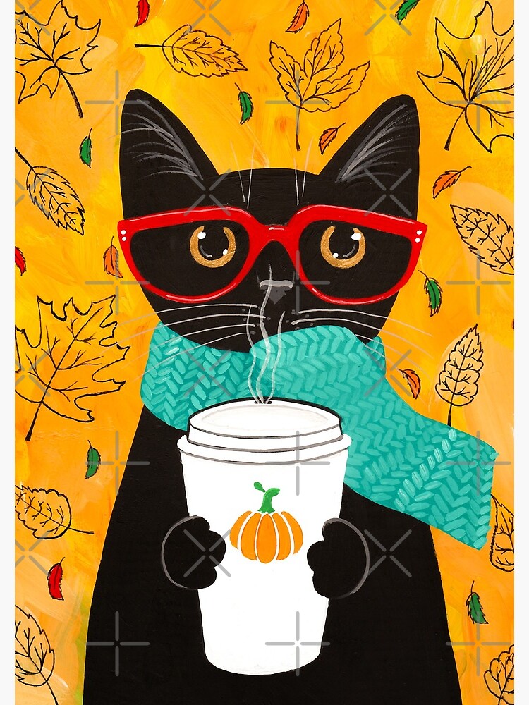 Autumn Pumpkin Coffee Cat by kilkennycat