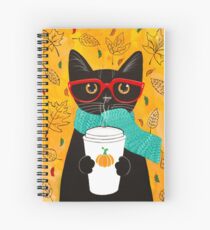 Pumpkin Coffee Cat Spiral Notebook
