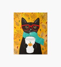 Kürbis Kaffee Katze Galeriedruck