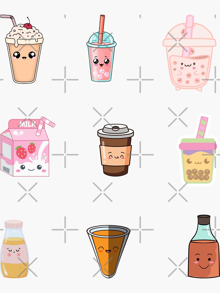 Kawaii Drinks Sticker Pack Sticker For Sale By Aleczka Redbubble 0406