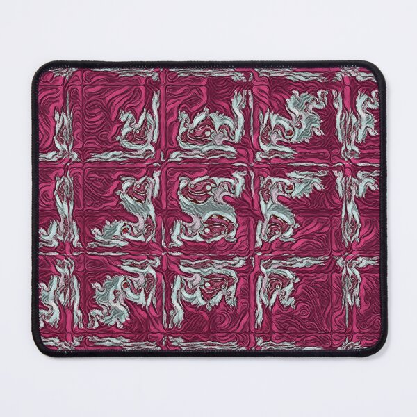 Item preview, Julia type fractal set showing creative variation in silver grey on a crimson textured background designed and sold by mister-john.