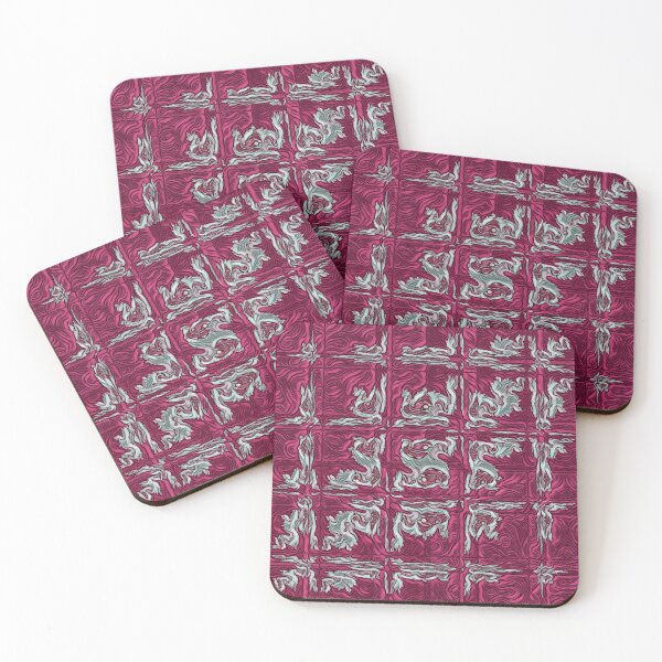 Item preview, Julia type fractal set showing creative variation in silver grey on a crimson textured background designed and sold by mister-john.
