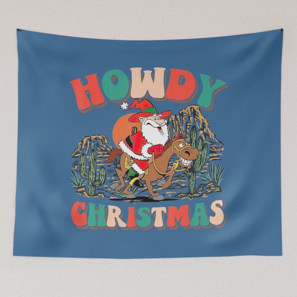 Item preview, Howdy Christmas Howdy Santa Retro Xmas Western designed and sold by knittinggrandma.