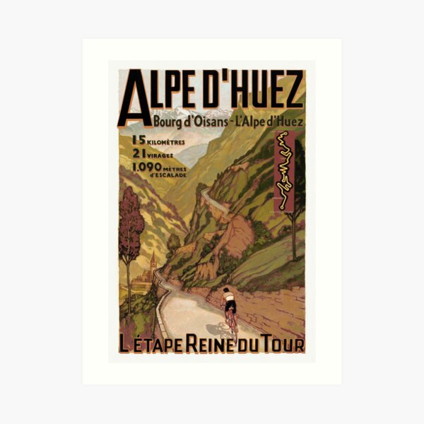 Vintage French Swiss Alps sport bicycle poster Art Print