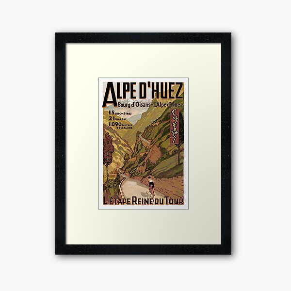 Vintage French Swiss Alps sport bicycle poster Framed Art Print