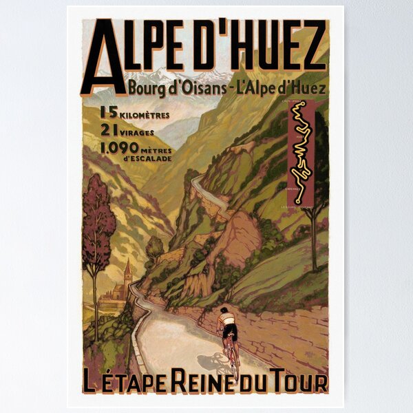 Item preview, Vintage French Swiss Alps sport bicycle poster designed and sold by Glimmersmith.