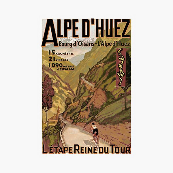 Item preview, Vintage French Swiss Alps sport bicycle poster designed and sold by Glimmersmith.