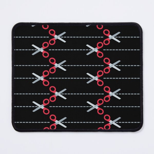 Item preview, Red Scissors cut here pattern seamless repetetive line designed and sold by marie-inks.