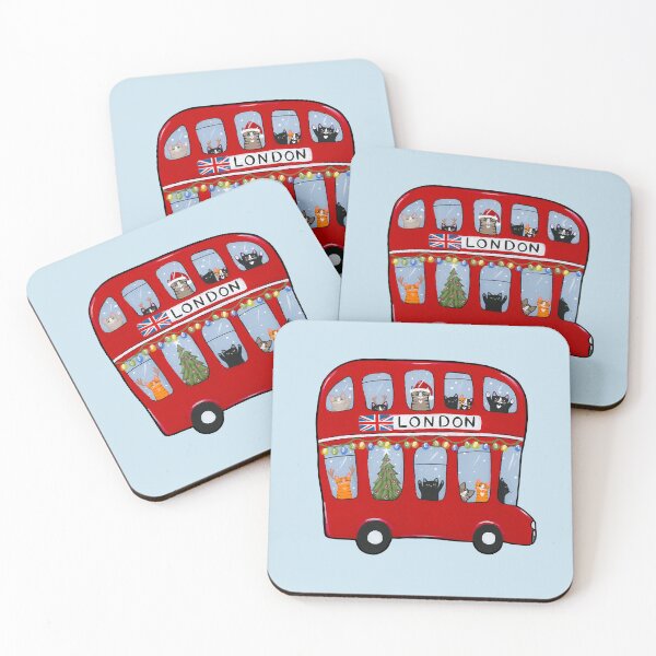 Item preview, Double Decker Bus Christmas Cats  designed and sold by knittinggrandma.