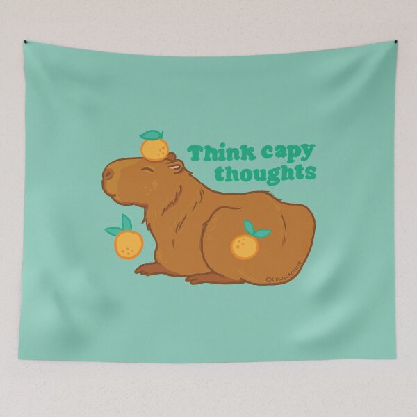 Item preview, Think capy thoughts - Capybara with mandarins designed and sold by CircusCreative.