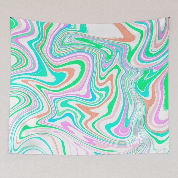 Item preview, Modern Liquid Swirl Abstract Pattern Square Vibrant Neon Tones, White, Orange, Green, Blue and Hot Pink, Multicolor Design.png designed and sold by theprintedclub.