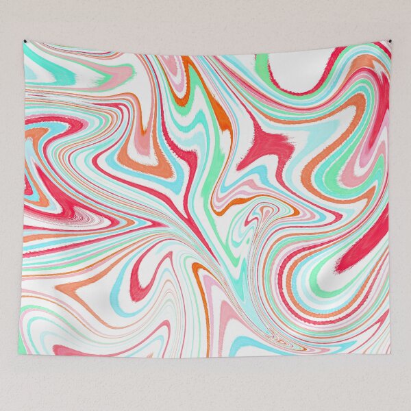 Item preview, Modern Liquid Swirl Abstract Pattern Square Vibrant Neon Tones, White, Red, Green, Blue and Orange, Multicolor Design.png designed and sold by theprintedclub.