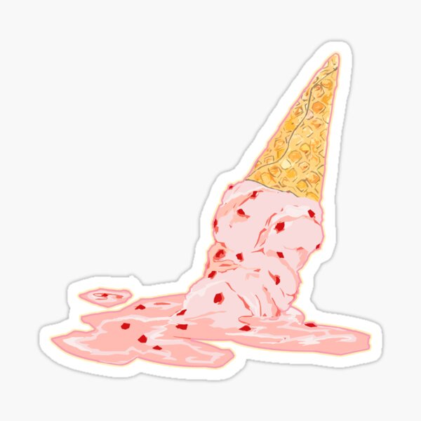 Dropped Melting Strawberry Ice Cream Cone Sticker For Sale By Saitken Redbubble 5575