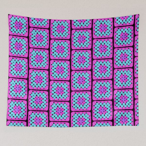 Item preview, Neon colored crochet granny square designed and sold by ItsMemeMachine.