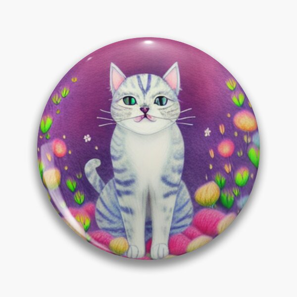 Item preview, Beautiful Fantasy Whimsical Cat Pastel Illustration with flowers in background designed and sold by ManifestoDesign.