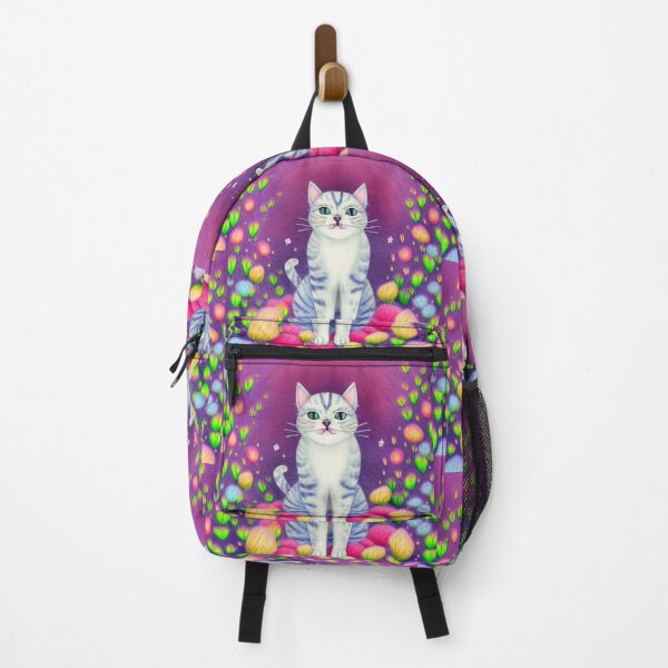 Item preview, Beautiful Fantasy Whimsical Cat Pastel Illustration with flowers in background designed and sold by ManifestoDesign.