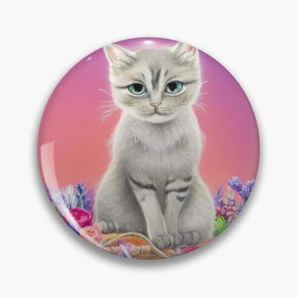 Item preview, Beautiful Fantasy Whimsical Cat Oil Painting with flowers in background designed and sold by ManifestoDesign.