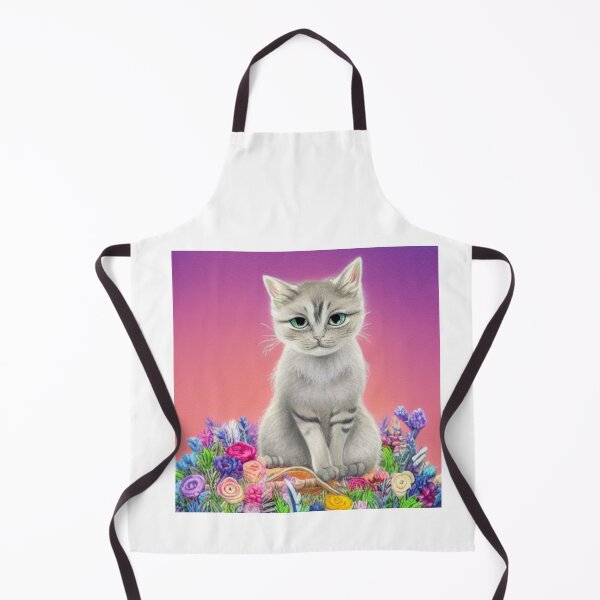 Item preview, Beautiful Fantasy Whimsical Cat Oil Painting with flowers in background designed and sold by ManifestoDesign.