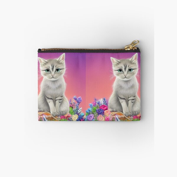 Item preview, Beautiful Fantasy Whimsical Cat Oil Painting with flowers in background designed and sold by ManifestoDesign.
