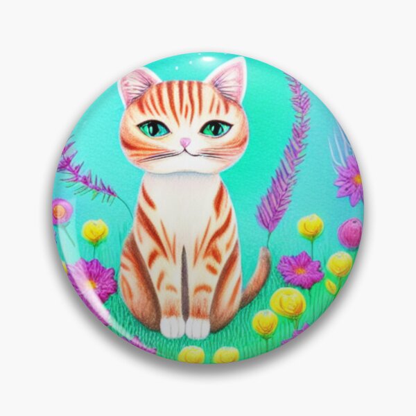 Item preview, Beautiful Fantasy Whimsical Cat Pastel Illustration with flowers in background designed and sold by ManifestoDesign.