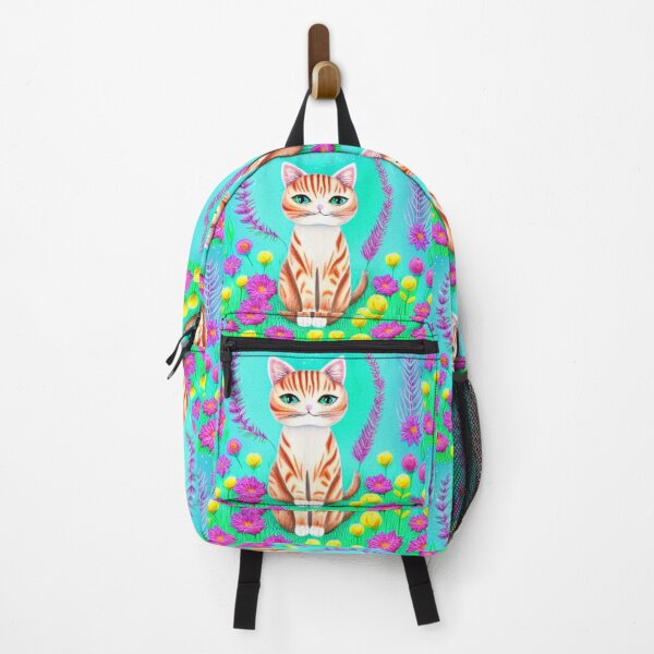 Item preview, Beautiful Fantasy Whimsical Cat Pastel Illustration with flowers in background designed and sold by ManifestoDesign.