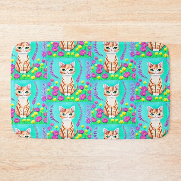 Item preview, Beautiful Fantasy Whimsical Cat Pastel Illustration with flowers in background designed and sold by ManifestoDesign.