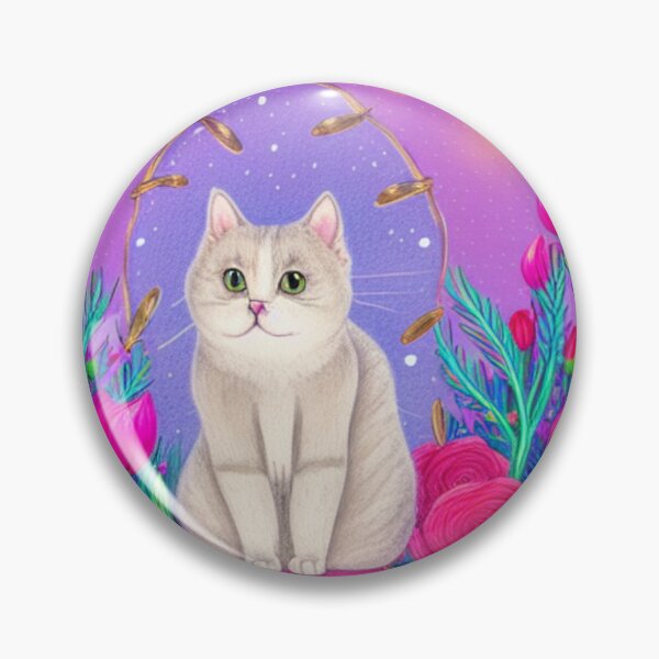 Item preview, Beautiful Fantasy Whimsical Cat Oil Painting with flowers in background designed and sold by ManifestoDesign.