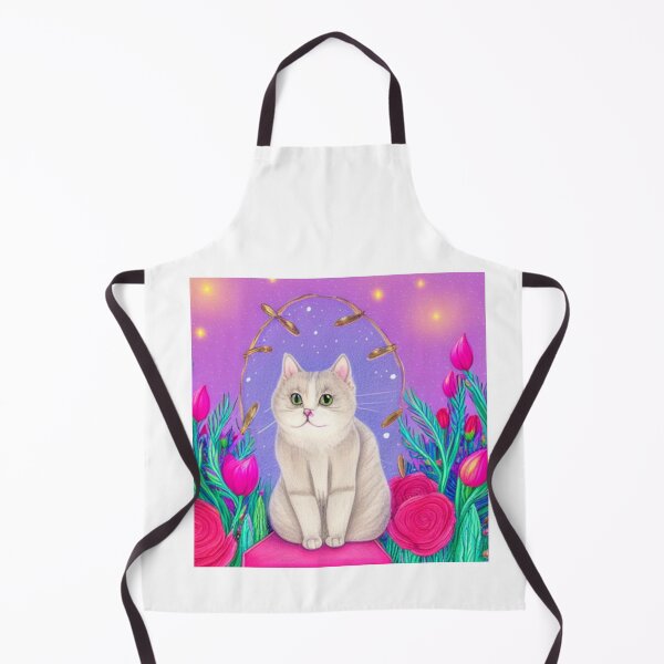Item preview, Beautiful Fantasy Whimsical Cat Oil Painting with flowers in background designed and sold by ManifestoDesign.