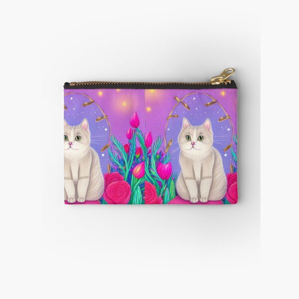 Item preview, Beautiful Fantasy Whimsical Cat Oil Painting with flowers in background designed and sold by ManifestoDesign.