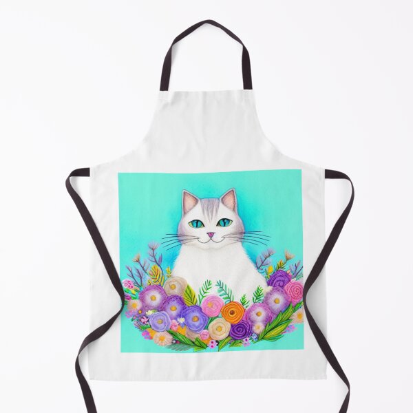 Item preview, Beautiful Fantasy Whimsical Cat Pastel Illustration with flowers in background designed and sold by ManifestoDesign.