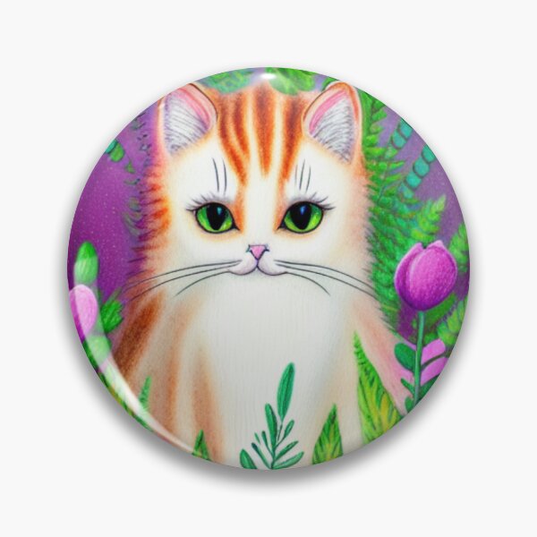 Item preview, Beautiful Fantasy Whimsical Cat Oil Painting with flowers in background designed and sold by ManifestoDesign.