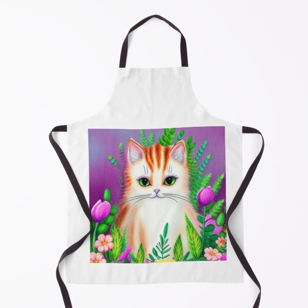Item preview, Beautiful Fantasy Whimsical Cat Oil Painting with flowers in background designed and sold by ManifestoDesign.