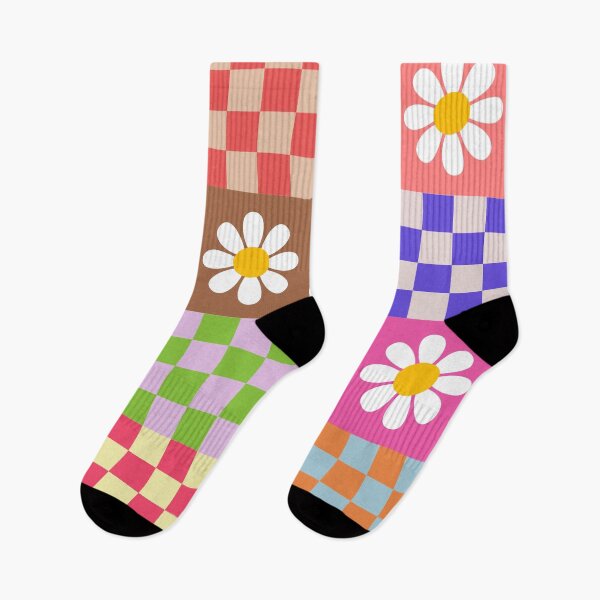 Item preview, Floral Multicoloured Checkered Retro Pattern designed and sold by LBJ-Creations.